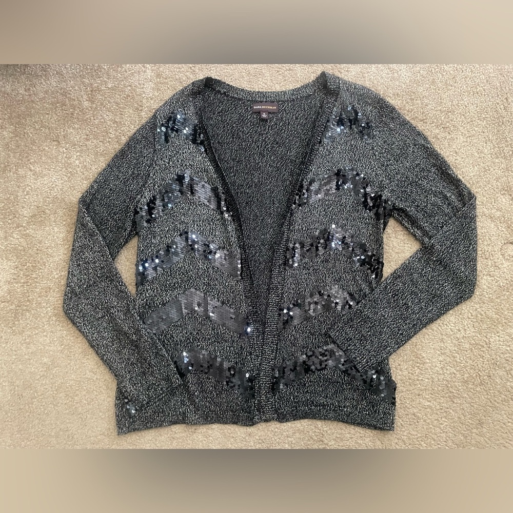 Women's Gray Sequin Sweater Dana Buchman cardigan sweater size xl